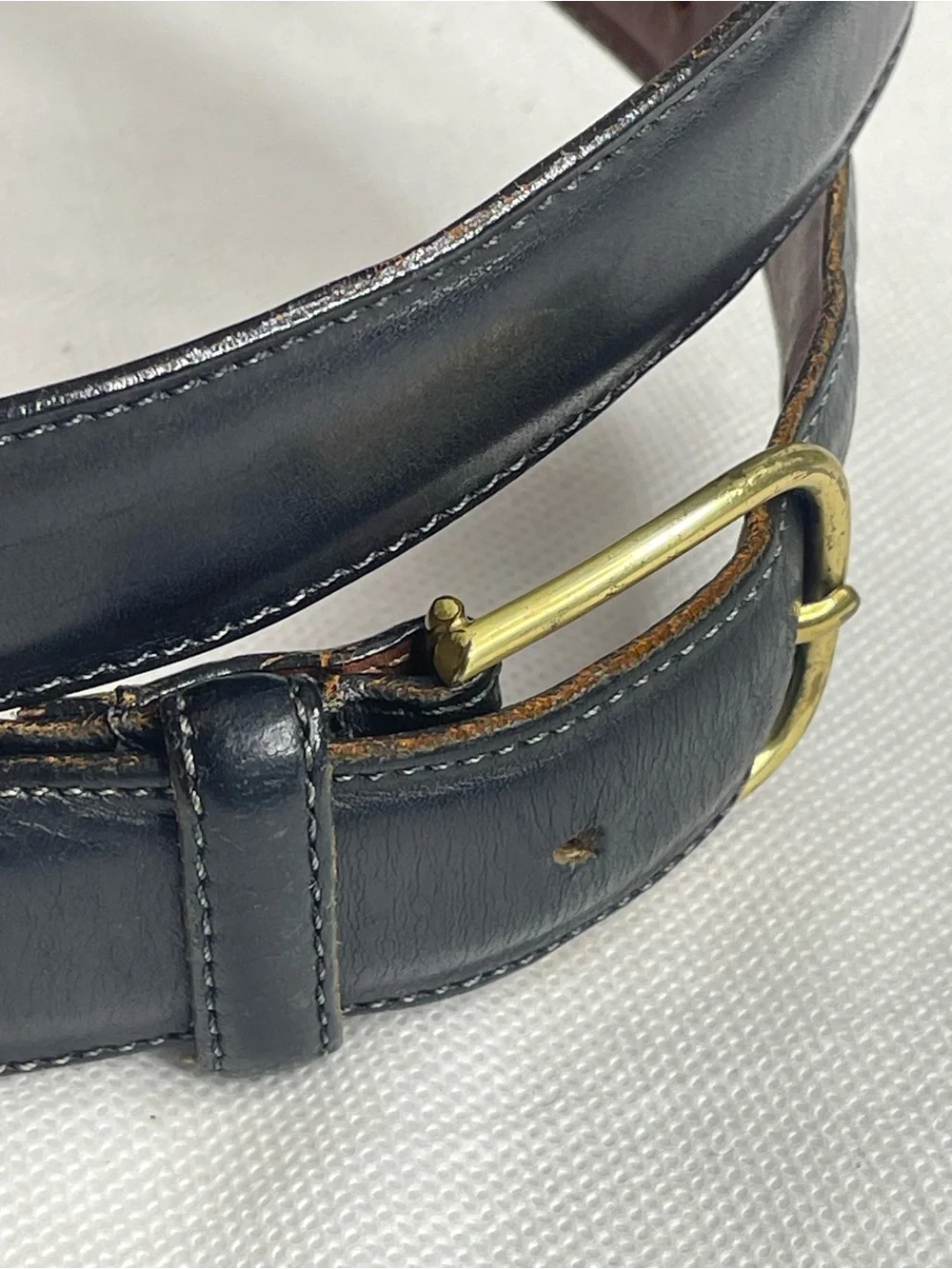 VTG USA Dooney & Bourke Curried Bridle Leather Belt Mens Size 36 Black & Brass